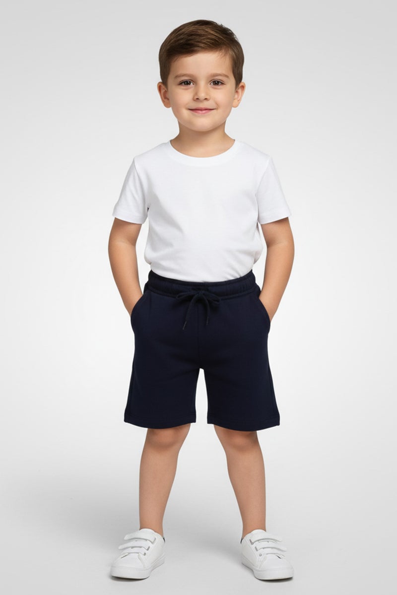 guppy Toddlers Boy Solid Basic Shorts, Navy - Image 1